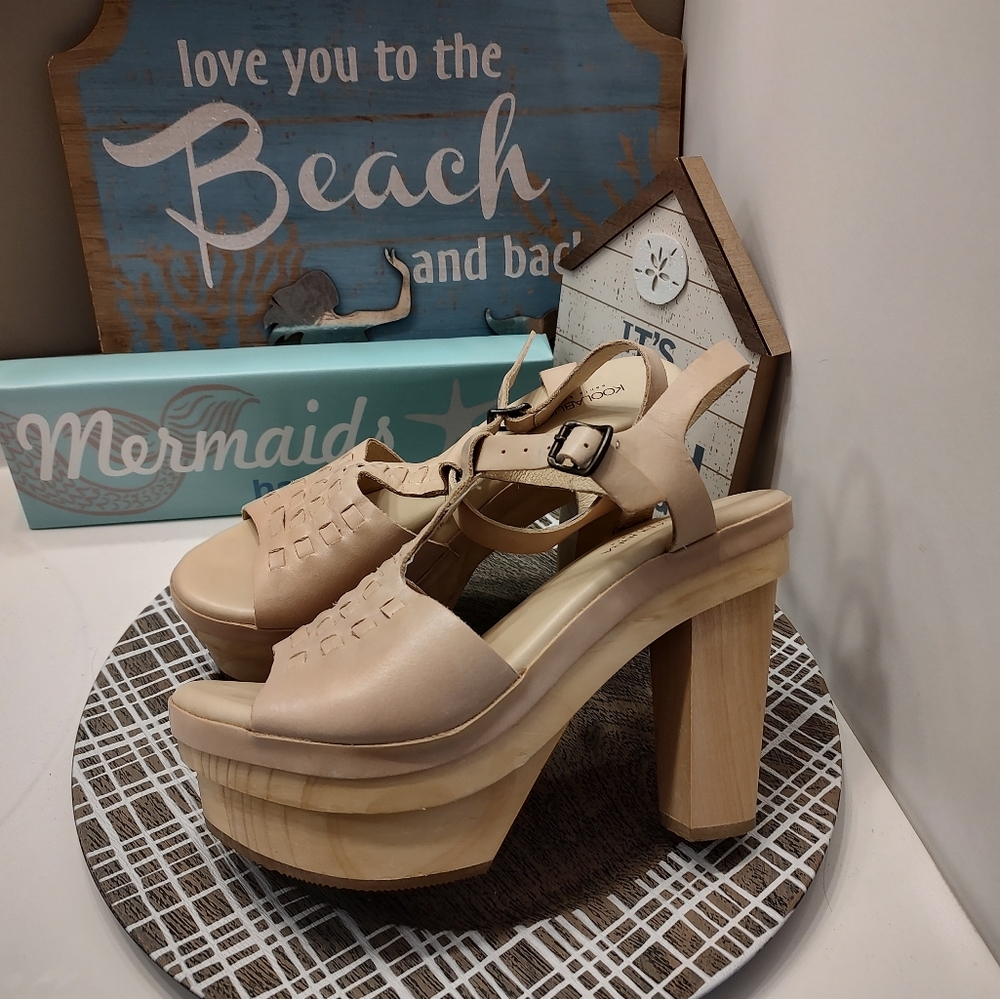 Koolaburra Beige Platform Slingback Sandals - Picture 15 of 15